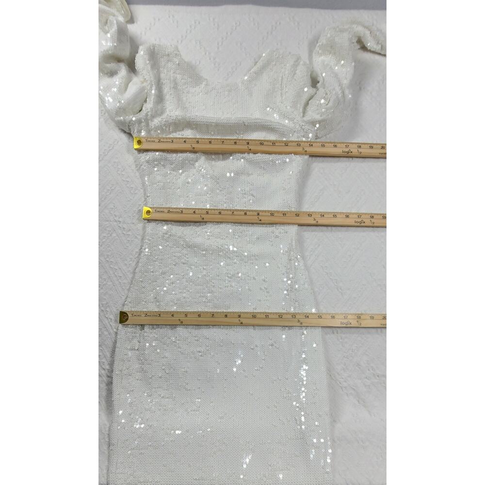 Dress the Population women's Emery white sequin midi dress Size XS graduation - Picture 5 of 12